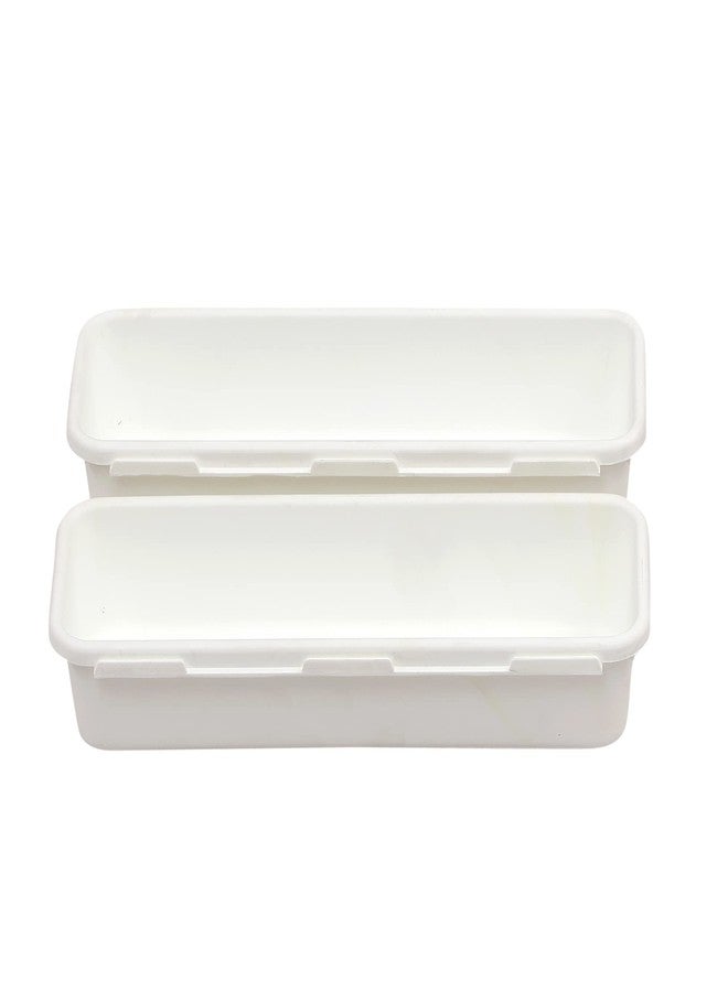 Cutting EDGE Plastic Set of 2 Interlocking Drawer Organizer for Cosmetics & Desk Storage Set, Divider or Separator Tray for Household, Kitchen & Office (White) - Image 1